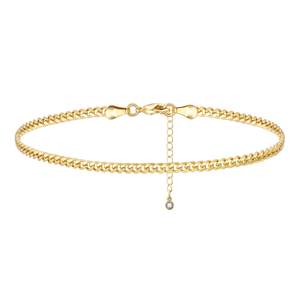 Bracelets <span class=keywords><strong>de</strong></span> <span class=keywords><strong>cheville</strong></span> en acier inoxydable avec chaîne plate <span class=keywords><strong>de</strong></span> type hip-hop, zircon, imperméables, plaqués or 18 carats, pour femmes, cadeau - Product Image 1