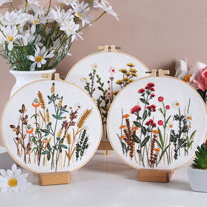 Kit de broderie DIY sur toile de <span class=keywords><strong>coton</strong></span> avec motif floral - Matériel de broderie fait main, sac souvenir pour mariage - Product Image 3