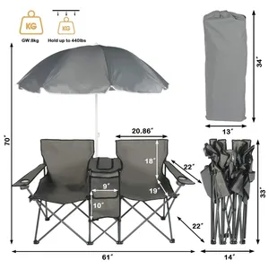 공장 맞춤형 도매 휴대용 더블 캠핑 의자 야외 접이식 의자 및 테이블 캠핑 의자 쿨러 가방