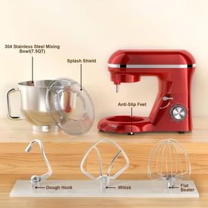 Batteur à pâte électrique, boîtier ABS, engrenage métallique, 2000W, 5,5L, bol en acier inoxydable 304, moteur en cuivre pur à 6 vitesses - Product Image 5