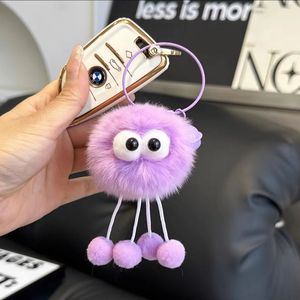 Porte-clés <span class=keywords><strong>Pompon</strong></span> en fourrure, boule moelleuse rose, noire, bleue, imitation fourrure de lapin Rex, jouet Kawaii Elfe, breloque de sac, pendentif, poupée - Product Image 3