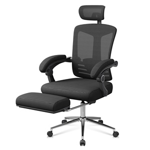 Chaise <span class=keywords><strong>de</strong></span> bureau <span class=keywords><strong>de</strong></span> <span class=keywords><strong>luxe</strong></span> en maille, directement <span class=keywords><strong>de</strong></span> l'usine chinoise, avec soutien lombaire ergonomique, hauteur réglable et repose-pieds, noire - Product Image 1