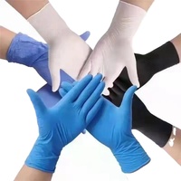 Le moins cher de haute qualité couleur rose blanc noir bleu rouge pleine texture doigt texture texture mixte gants en nitrile