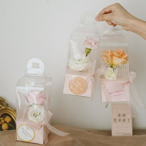 Hộp Hoa Hồng Đơn Bằng Nhựa PET Trong Suốt Thân Dài Làm Theo Yêu Cầu Với Hộp Chèn Giấy Hình Lập Phương Màu Vàng Trắng Đen Hồng - Product Image 5