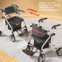 Déambulateur pliant robuste avec siège et sac de courses, aide à la marche à 4 roues en aluminium pour la réadaptation des personnes âgées