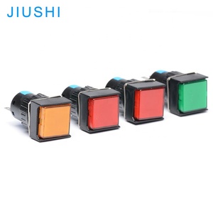 Interruptor de botón de enganche cuadrado, <span class=keywords><strong>3</strong></span> pines, 16mm, rojo, verde, amarillo, plástico, 5A, 250V, sistema de Control electrónico, Drukknop - Product Image 1