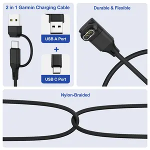 Câble de chargeur de montre USB/Type C 2-en-1 pour Garmin Fenix 8/E/7/7S/6/6X <span class=keywords><strong>Venu2</strong></span>/Sq2/3/3S Instinct 3/2 Approach S70/S62/S42 Quatix 8/7 - Product Image 4