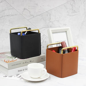 <span class=keywords><strong>Chic</strong></span> PU da chủ bút với vàng kim loại khung máy tính để bàn tổ chức cho Bút trang điểm bàn chải lý tưởng cho văn phòng trang trí nội thất - Product Image 2