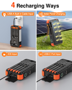 20000mAh Haute Capacité Étanche <span class=keywords><strong>Solaire</strong></span> Alimenté <span class=keywords><strong>Chargeur</strong></span> Sans Fil Type-C Entrée 20W Charge Rapide Portable Power Bank pour Montres - Product Image 5