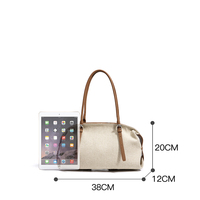 Tas Selempang Kulit Asli Logo Kustom, Tas Bahu Linen Vintage, Tas Tote Kanvas Wanita, Grosir