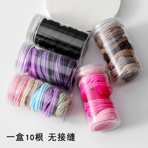 ยางรัดผม 10 ชิ้น ยืดหยุ่นสูง สีทึบไร้รอยต่อ สำหรับใช้ประจำวัน รูปทรงกลม - Product Image 1