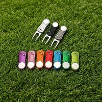 Outil de réparation de divots de golf rétractable en alliage d'aluminium et acier inoxydable, marqueur de balle magnétique, option logo personnalisé, 10 couleurs, vente en gros