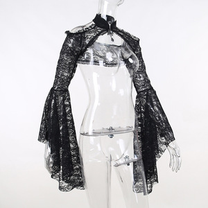 Nouveau Cardigan Élégant Style Gothique Rétro 2026, Fin, Creux, Respirant, Col Montant, Évasé, à Lacets, Style <span class=keywords><strong>Duster</strong></span>, pour Printemps Automne - Product Image 4