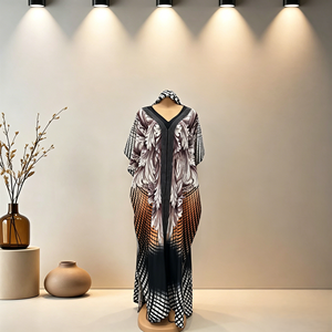 Nuevo Vestido Largo de Verano para Mujer, Estilo Africano, con Estampado <span class=keywords><strong>MaMa</strong></span>, Bordado, Bolsillos, Corte Holgado, Hecho de Poliéster - Product Image 2