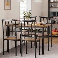 Küchentisch-Set mit 4 Stühlen, Esstisch-Set für 4 Personen mit Gepolsterten Stühlen, 5-teiliges Esszimmer-Tischset aus Metall
