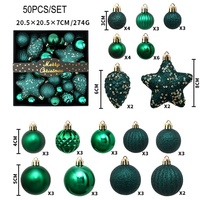 Lot de 50 boules de Noël décorées d'étoiles – Ornements pour sapin de Noël, idéales pour les fêtes, couronnes et guirlandes