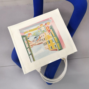Borsa da Spiaggia Personalizzata in Juta/Tela, Borsa Regalo con <span class=keywords><strong>Lettere</strong></span> <span class=keywords><strong>Intrecciate</strong></span>, Borsa da Donna con Chiusura a Zip Superiore per Oggetti Quotidiani - Product Image 2