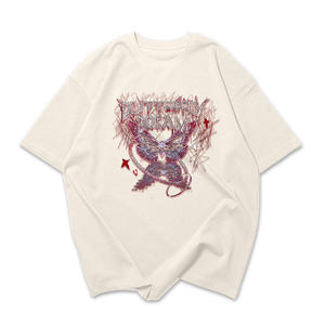Camiseta extragrande de algodón personalizada de verano para mujer, Camiseta holgada informal con cuello redondo teñida con método de tejido no tejido - Product Image 2