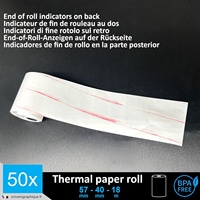 Rouleaux de papier thermique TPE UNIVERS GRAPHIQUE pour terminaux de cartes de crédit Ingenico IWL220 (Pack de 50) - Cadeau