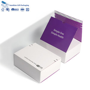 Custom Logo Purple <b>Corrugated</b> <b>Paper</b> Zip Mailer Shipping Box for Clothing Apparel Cosmetic E-commerce Packaging With Tear Ribbon - Product Image 1
