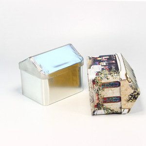 Boîtes de chocolat de Noël créatives personnalisées en forme de maison recyclable joint en métal de qualité alimentaire pour <span class=keywords><strong>cadeau</strong></span> de boîtes de conserve de bonbons vides - Product Image 4