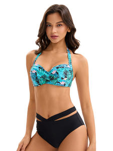 Maillot de bain de fitness à motif solide pour femmes européennes et américaines Maillot de bain une pièce Sexy Back Cut-Out Color Block Design for - Product Image 3