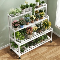 Nouveau support à fleurs pour balcon, étagère en fer multi-niveaux de type échelle, présentoir sur pied mobile pour pots de fleurs succulentes