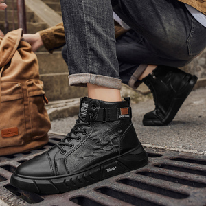 Bottes Chelsea noires en cuir synthétique à lacets pour <span class=keywords><strong>homme</strong></span>, nouvelle collection automne, couleur unie, vente en gros - Product Image 4