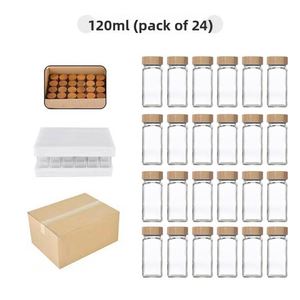 Wholesale 24 Pack 4oz Glass <b>Spice</b> Jar with Bamboo Lids <b>Labels</b> Airtight Square Seasoning Jars for <b>Spice</b> Pantry - Product Image 3