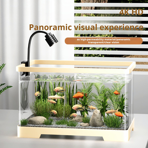 Acuario de Sobremesa Cuadrado de Acrílico Transparente de Alta Calidad, 5W, Moderno, para Peces Dorados, Camarones, Tortugas, Cangrejos, Ranas, Algas, para Espacio de Escritorio - Product Image 3