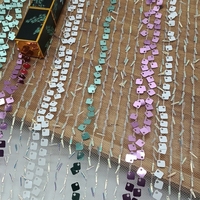 Tissu en maille jacquard multicolore brodé de sequins et de perles pour vêtements de scène, Cheongsam, Hanfu pour garçons