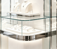 Présentoir à bijoux élégant plaqué or GZowin, de haute qualité et durable, vitrine en verre pour magasin de bijoux de luxe