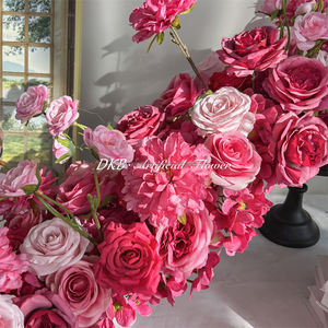 DKB Wholesale  Chemin de table en fleurs artificielles en soie, fournitures de mariage, panneau floral de roses de haute qualité, centre de table, chemin de table - Product Image 3