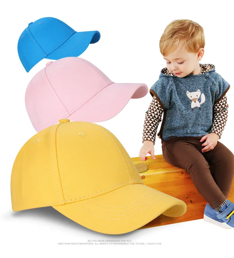 屋外純色綿調節可能な子供用野球帽6パネル野球帽