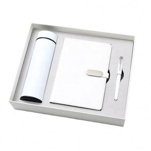 Wholesale <b>White</b> PU Leather Notebook Gift Set Customizable Luxury A5 Diary Thermos Cup Note Book Gift Box With <b>Pen</b> and Bottle - Product Image 1