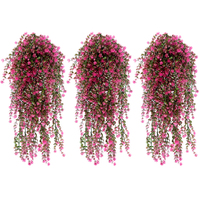 Kunsthangende Bloemen Buiten Faux Planten Lente Decor Zijde Camellia Viooltjes Met Eucalyptus Realistische Uv-Resistente