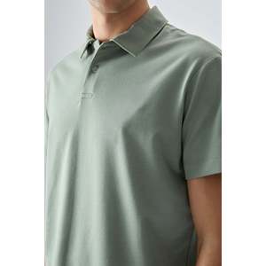 Polo de Algodón Piqué Verde Claro para Hombre, Talla Grande, Manga Corta, Corte Holgado, Básico 88381 - Product Image 4
