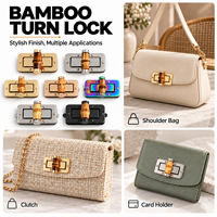 Fermoir de sac en métal et bambou à verrouillage rotatif, petit fermoir carré pour sac à main féminin, accessoires de quincaillerie