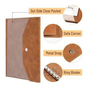 Journal personnalisé A5 classeur à feuilles mobiles en cuir véritable livres enveloppe classeur d'épargne banque dépôt dossier planificateur - Product Image 3