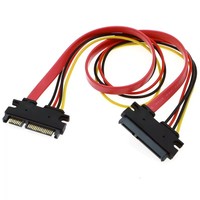 Cable SATA de 30 cm de Buena Calidad, 22 Pines, Macho a Hembra, 7+15 Pines, Cable de Extensión de Datos y Alimentación Serial ATA SATA, Conector Convertidor