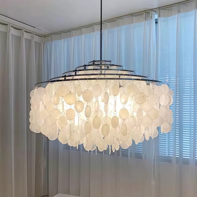 Shell Chandelier Nordic Modern Luxury Living Room Bedroom Restaurant Kitchen LED Light Gold Chrome Adjustable Height Light