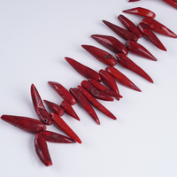Chaîne de perles en vrac de corail rouge en forme de piment de 7 pouces 8*51mm pour la fabrication de bracelets et de bijoux