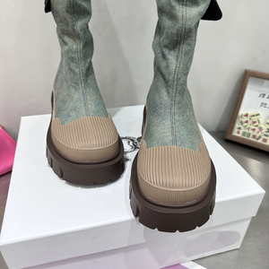 Stivali da <span class=keywords><strong>Cowboy</strong></span> con Logo Personalizzato in Dropshipping, Scarpe da <span class=keywords><strong>Donna</strong></span> con Suola Spessa, Stivali di Design alla Moda in Denim per Signore - Product Image 5