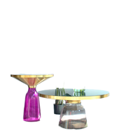 Meubles de salon de luxe, tables basses rondes, base en verre trempé, métal, tables basses gigognes durables pour le salon
