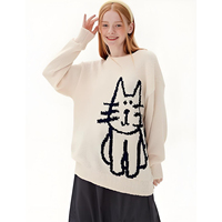 Pull en maille personnalisé avec logo frontal pour femme, style coréen oversize, collection automne-hiver, pour couples