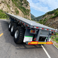 Remorques à plateau plat robustes à 3 essieux, 40 tonnes, plateau droit, transport de conteneurs et de marchandises en vrac, semi-remorque à plateau plat