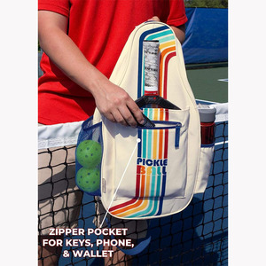 Bolsa de Pickleball Retro Personalizada con Rayas, Correa Ajustable, Nailon Impermeable, Mochila de Tela de Gran Capacidad para Hombres y Mujeres - Product Image 3