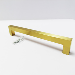 Poignée de meuble moderne en acier inoxydable finition or mat brossé, prix usine, pour armoire, tiroir, boutons de porte, accessoires de mobilier - Product Image 1
