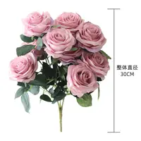 Decorazione di cerimonia nuziale 2022 artificiale 10 teste panno di seta mazzo di fiori di rosa Bouquet di Rose blu viola bianco
