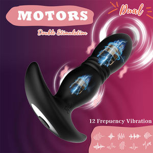 12 Frequenzen Männer Massage Vibrator Sexspielzeug Großer Stoßender Silikon-Vibrator Analplug für Männer und Frauen - Product Image 2